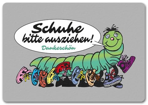 speecheese Tausendfüßler Fußmatte in 35x50 cm ohne Rand mit Spruch Schuhe Bitte ausziehen - Dankeschön Perfekt für Haustüre und Hauseingang Turnschuhe Sneaker und High Heels ausziehen