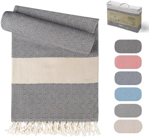 MyStilo® Strandtuch Saunahandtuch XXL - Dickes, Weiches Badetuch 100x200cm, Schnelltrocknend - Premium Hamamtuch, Handtuch für Männer, Frauen, Yoga und Fitness mit Diamantmuster (schwarz)