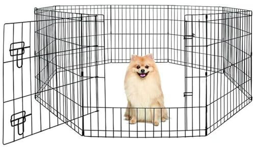 RUYICZB 8-TLG Welpenlaufstall Welpenauslauf Für Hunde Wohnung & Garten, Faltbar, Freilaufgehege Welpenzaun Mit Tür, Aufbau Werkzeugfrei, Faltbare Freigehege Für Garten,30
