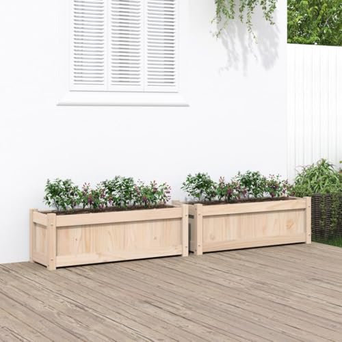 Iiaky Jardinières 2 pcs Bois de pin Massif,Jardiniere sur Pieds,Bac avec Treillis,Jardiniere Terrasse