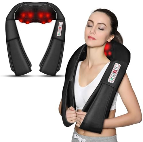 Flintronic Massaggiatore Cervicale, Massaggiatore per Collo e Spalle con Riscaldamento, 3D Deep Tissue Massaggiatore Shiatsu Elettrico, Regalo per Uomini, Donne, Mamma, Papà