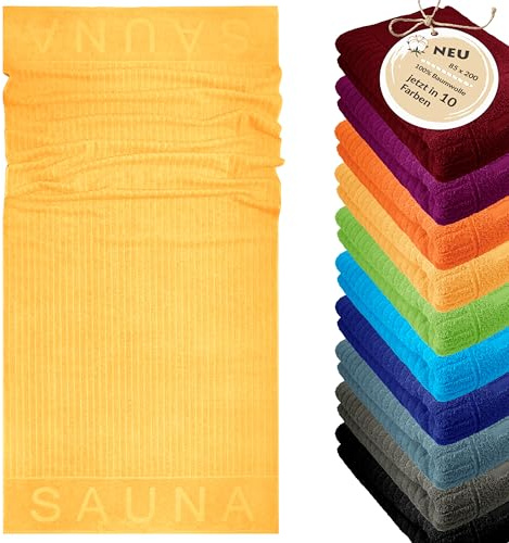 Lashuma Saunahandtuch Damen 80x200 cm Kopenhagen – großes Frottee Saunatuch in Gelb, weich & hautfreundlich, ideal für Sauna, Spa & Erholung