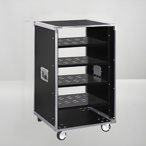 YQMHEZ 1-5-stufiger HiFi Rack, mehrlagiger bodenstehender Audio Rack HiFi Regal, Netzwerk-Server-Rack mit offenem Rahmen, mit Lenkrollen, Stereoschrank(Silver,4 Tier)