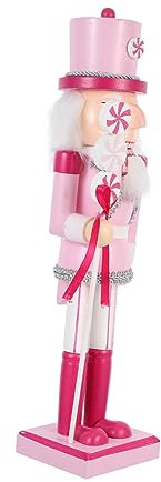 PHENOFICE Cascanueces Navideño Decorativo De Madera 38 Cm Colorido Pintado a Mano Figura Artesanía para Decoración del Hogar Navidad