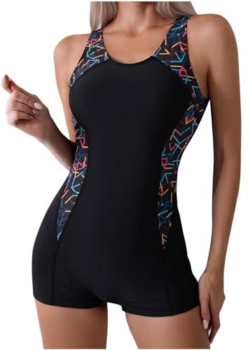 Generico Costume da Bagno Donna Intero Sportivo Costume Intero Piscina Controllo Addominale Push Up Bikini Costumi da Mare Beachwear Spiaggia