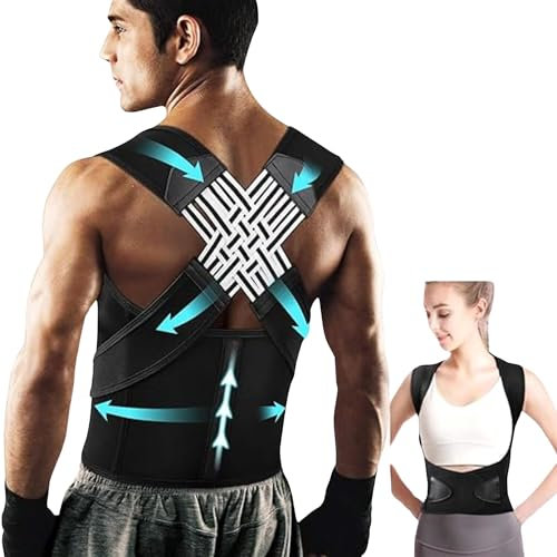 FITCORPOX Correttore di postura, supporto per la schiena, correttore di postura donne e uomini,correttore per il petto,fascia di supporto per la colonna vertebrale e le spalle, Busto Regolabile (M)