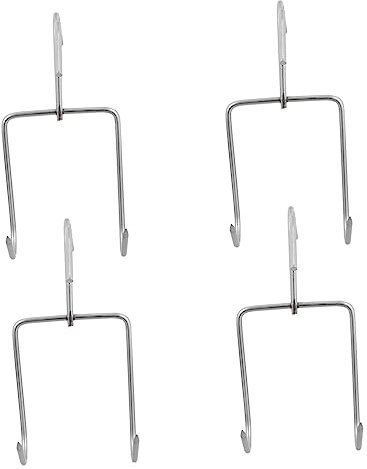FONDOTIN 4pcs Heavy Duty Stainless Steel BBQ Hooks for Grilling and Smoking Double Row Meat Hanging Hooks for Butchers Chefs and BBQ Enthusiasts