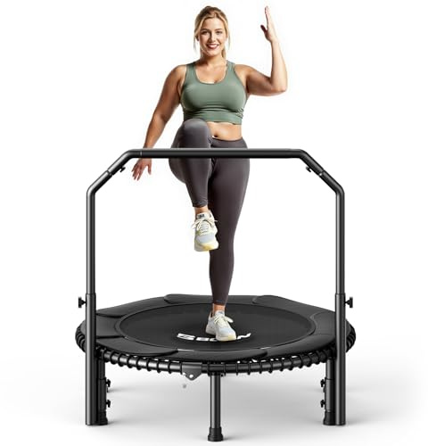 Cama elástica BCAN de 102 cm para Adultos, soporta hasta 204 kg, Incluye Cuerdas elásticas, Manillar Ajustable, Estable, silenciosa - Negra