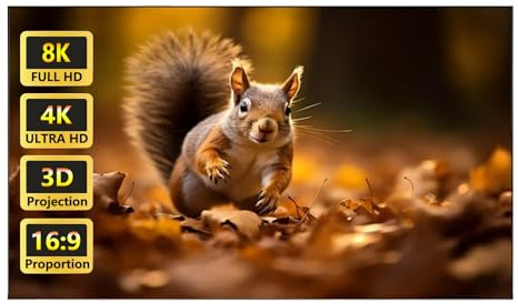 2.5 Gain Light Rejecting Projection Screen Fixed Frame 80/100 in, 16:9 Anti-Crease Indoor Projector Screen Wall Mounted, 4K 8K HD 3D Movie Screen for Home Theater(92in 16:9)