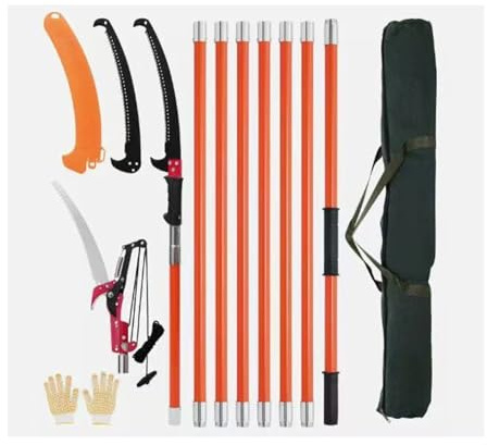 Manual Pole Saw Garden Tools For Effortless High Branch Cutting 27ft Extendable Tree Pruner With Sharp Steel Blade For Yard Maintenance(Green)