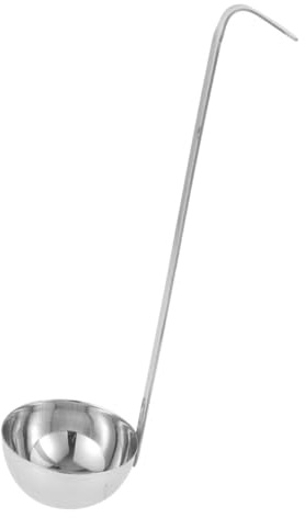 TOYANDONA Cucharón de Sopa de Acero Inoxidable Grueso con Borde para Verter Cuchara Medidora Integrada con Gancho para Colgar Utensilio Versátil para Cocina Repostería y Té