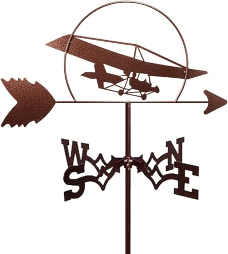 Girouette avec Support métallique - Avion, indicateur de Direction du Vent, Montage sur Toit de Ferme, décoration de Jardin de Ferme, scène rétro, girouette en Acier INOX