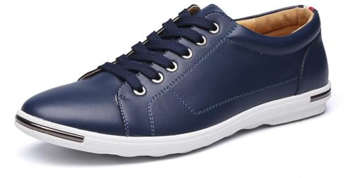 Herrskor låga oxfordskor med snörning bekväma ventilerande fashionabla sneakers fotvalvsstöd affärsskor Blå 48 EU