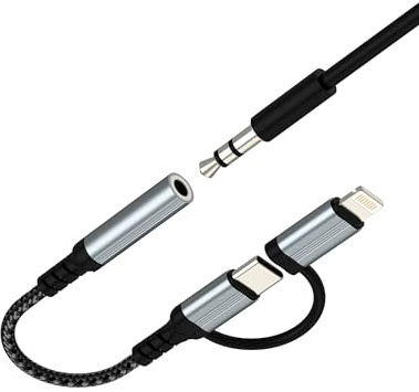 Lightning to 3.5mm Headphone Jack Adapter for iPhone 17 16 15 Pro Max for Apple USB C AUX Audio Compatible with Samsung S25 Android Digital Earphone Cable Dongle Connector Converter Splitter for iPad