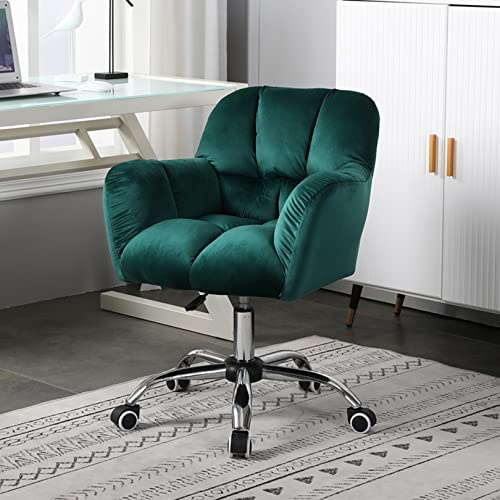 Modern ergonomisk kontorsstol i sammet med justerbar höjd, lätt och lyxig snurrstol i mittenrygg för hemmakontor och datorarbetsstationer