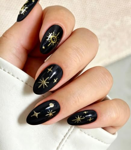 JMEOWIO Moon Star Semi Cured Gel Strips Wraps Nail Art Sticker
