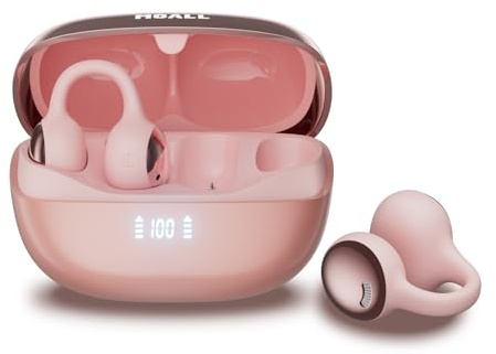 PAXA 2026 Open-Ear Écouteurs Bluetooth sans Fil avec Écran LED, Ultra Légers, Bluetooth 6.0, 50H d’Autonomie, Casque sans Fil Écouteurs Sport à Contrôle Tactile pour Travail et Quotidien, Rose