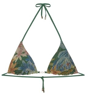 YAMAMAY - Bikini Parte Alta a Triangolo Senza Ferretto, Imbottitura Removibile, Donna, Marigold, Verde Scuro, Stampa Floreale