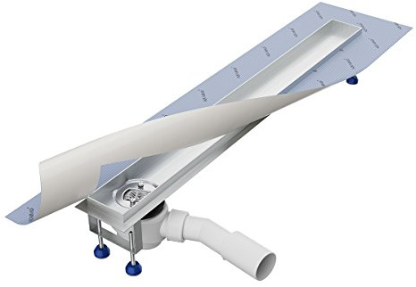 Grundkörper-SET für Duschrinne 60 cm AQUABAD® SDS Pro aus Edelstahl inkl. Haarsieb/Ablauf waagerecht - Abgang seitlich (Ohne Abdeckung - separat erhältlich)