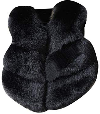 Bambini Ragazze Senza Maniche Giacche di Faux Pelliccia Ecologica Giacca Cappotto Gilet Nero 110