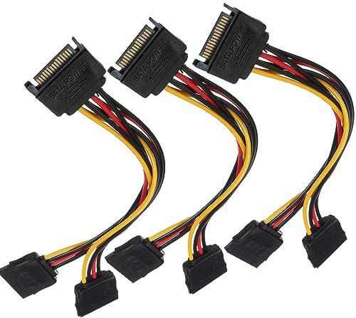Bolongking - Cavo splitter SATA a doppia SATA Power Y per disco rigido HDD SSD da 8 pollici (confezione da 3)