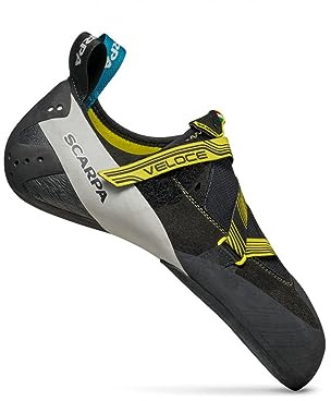 SCARPA Men's Veloce Rock Climbing Shoes for Gym Climbing - Black/Yellow - 14.5
