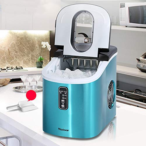 Acier De Couleur Bleue, Machine À Glaçons, Mini Petit Bar Commercial À Domicile, Machine À Glaçons Ronde Automatique, Machine À Glaçons 24 Heures, Production De Glace 16 Kg, 242x358x328 Mm