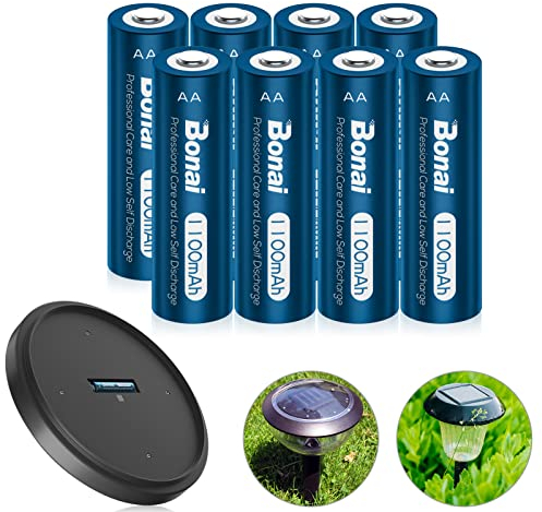 BONAI Batterie Ricaricabili AA, NI-MH Pile Ricaricabili Stilo AA a Bassa Autoscarica, 1,2V 1100mAh (8 pezzi)