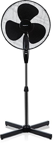 Aigostar Elsie - Standventilator mit 7 Klingen, 41 cm Durchmesser, leise Standventilator mit 75° Oszillation, 3 Geschwindigkeiten, Ventilator Lufter höhenverstellbar von 108-123cm, 50W, Schwarz