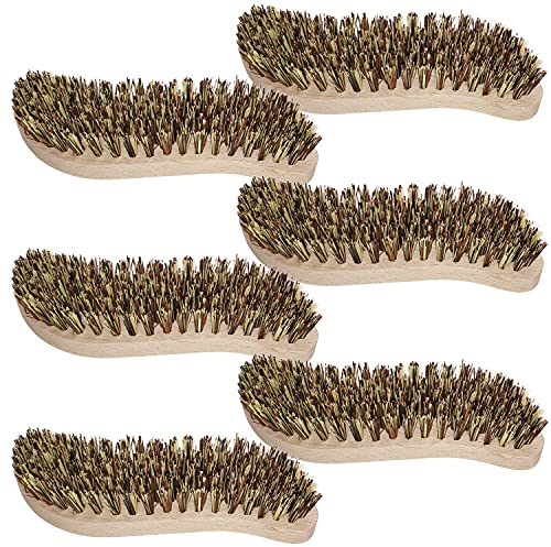 6 spazzole abrasive, spazzola per la pulizia con setole extra dure, spazzola per la pulizia, spazzola a mano, manico ergonomico in legno a forma di S, spazzola per radici, casa, Made in Germany