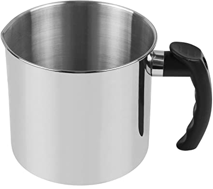 Harapu Pentola per versare candele, capacità 0,9 kg, pentola per fusione a cera a doppia caldaia, beccuccio antigoccia e manico resistente al calore progettato per la produzione di candele, argento
