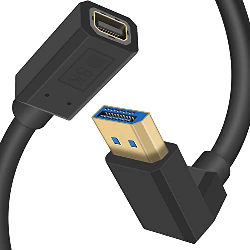 Duttek Mini Displayport to Displayport 1.4a Cable, 8K@60Hz Mini Displayport Female to Displayport Male UP Angle Extension Cable Bi-Directional Transmission Displayport to Mini Displayport Cable (0.3M)
