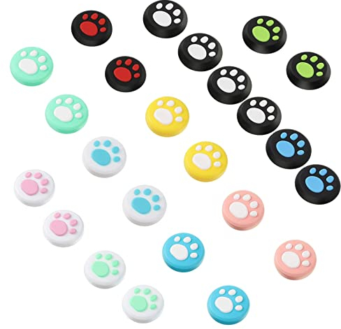 24 Stücke Joystick Kappen, Thumbstick Kappen Grip Joystick Abdeckung Joystick Kappen Switch Analog Stick Kappen Thumb Grip Caps Silikon Joycon Daumengriffkappen In Katzenpfoten für Controller