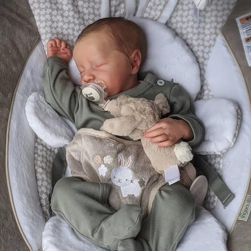 JIZHI Reborn-babypuppe Junge 17 Zoll Handgefertigt Wwaschbar Wiedergeborene Babys Weicher vin-yl-Körper Wiedergeborene Babypuppe Sieht aus wie EIN echtes Baby (Junge mit Geschlossenen Augen)