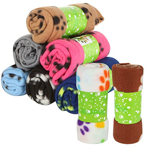 ASelected 8 Multipack Hundedecken, waschbare Fleece-Decken, 60 cmx70 cm, Haustierdecke, weicher Fleece-Überwurf für mittelgroße und kleine Hunde, Innenbereich, Katzen, Schlafmatte, Bettbezug