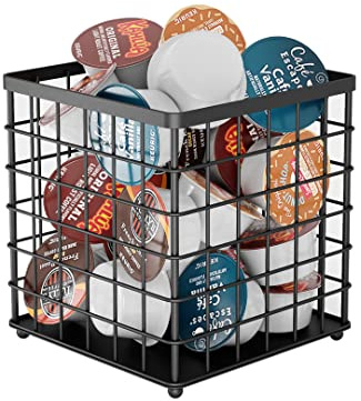 HORIAMIT Coffee Pod Holder Organizer, K Cup Holder for Counter K pod Container, Creamer Holder, Coffee Bar Accessories Basket Black