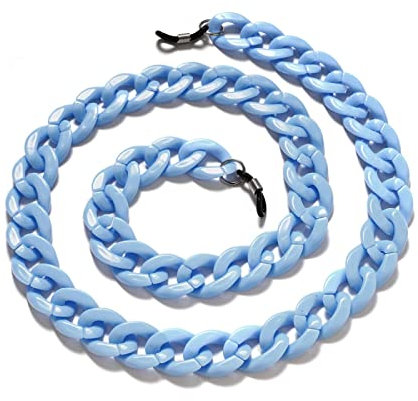 Brillenkette 72Cm Acryl-Sonnenbrillen-Kette Frauen Anti-Rutsch-Lesebrillen-Band-Clip-Maskenhalter-Umhängeband-Lanyard Hellblau