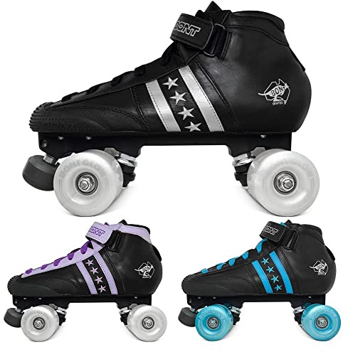 Bont Roller Skates - Children's Quadstar with Glow Light Up Led Wheels - Indoor and Outdoor - Boys - Girls - Kids (Black Silver, 4.5)