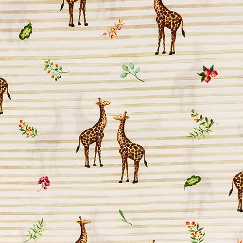 SCHÖNER LEBEN. Baumwollstoff Popeline Digitaldruck Giraffen weiß bunt 1,5m