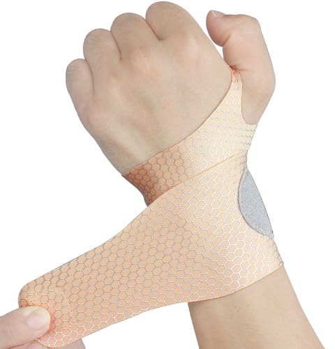2 Pcs Ultra-Thin Wrist Brace Support for Carpal Tunnel, Pain Relief, Arthritis, Tendonitis, Elastic Wrist Wraps Right and Left Hands - Compression and Support for Fitness Enthusiasts (Skin Tone)
