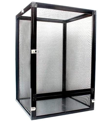 MegLob Große Reptilien -Fütterungsbox, Schwarzes Reptilienwachstum Terrarium, Reptilienlebensraum -Mesh -Terrarium, Reptilien -Lebensraum -Brutschachtel Für Schlangen/Chamäleon/Tarantula,S