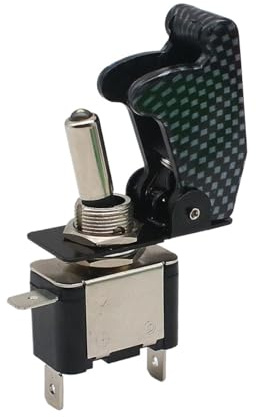 AXPTI Interruttore a levetta illuminato a LED per auto, barca, camion, con protezione di sicurezza per aerei, rosso, blu, verde, giallo, bianco, 12 V 20 A (colore: tappo in carbonio blu)