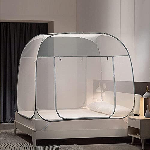 Mongolische Jurtenkuppel-Moskitonetze, Pop-Up-Moskitonetz für Queen-Size-Betten, faltbares Moskitonetz mit Baldachin, Queen-Size-Himmelbett, einfache Installation