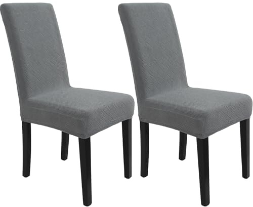 YSTELLAA Coprisedie Con Schienale 2 Pezzi, Copri Sedia Da Cucina Soggiorno, Coprisedia Elasticizzati, Universali Fodere Per Sedie Da Pranzo, Coprisedie Antigraffio Gatto, Grigio Chiaro