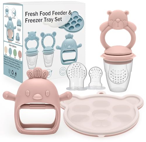 CLDY Recipiente de almacenamiento de alimentos para bebés, chupete de frutas, dispensador de frutas de silicona, paleta de dentición de leche materna, sin BPA, adecuado para autoalimentación segura