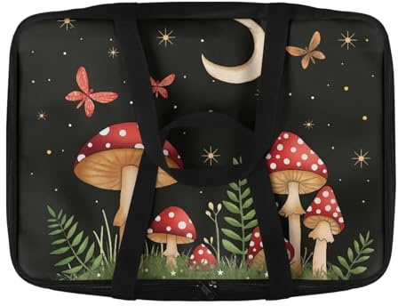 Pzuqiu Mushroom Insulated Casserole Carrier Bag Hot & Cold Food Carrier Bag Portable Lasagna Holder Lunch Bag for Picnics, Parties, Travel, Fits 9 x 13 in Baking Dishes