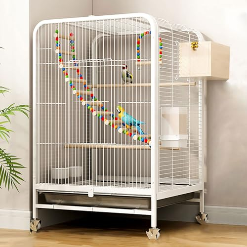 DLAZUM Vogelkäfige, Papageienkäfig für drinnen und draußen, DIY-Flugkäfig mit abnehmbarem Tablett und Rädern für Kanariensittiche, Nymphensittiche, Turteltauben, Finken, kleine Papageien, Wellensit