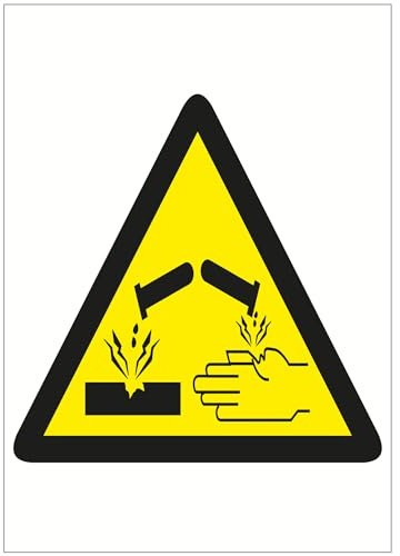 Indigos UG - Schild Achtung Säure - 210x297 - Hotel, Firma, Schutz, KITA, Arzt, Praxis - Sicherheit - Warnung - Aluverbundplatte 3mm, Wohnung - Hinweisschild - Warnschild