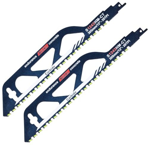 2PC Lama per Sega a Gattuccio, Lame Sega a Sciabola per Seghetto Legno e Seghetto Elettrico per Legno, 305MM Sega a Gattuccio per Taglio di Cemento, Mattoni, Legname -S1243HM