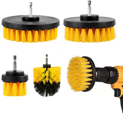 Ciusdkler Brosse Nettoyage Perceuse Set, 4 Brosse Nettoyage 2''/ 3.5''/ 4''/ 5'', Jaune pour Nettoyer Baignoires, Lavabos de Salle de Bain, Evier de Cuisine, Murs de Cuisine